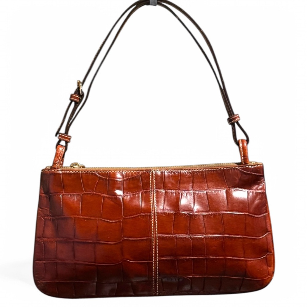 Dooney & Bourke Elegant Brown Crocodile Pattern Hand Bag - Picture 3 of 9
